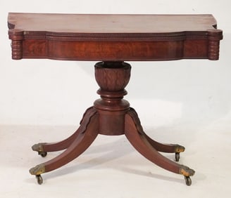 Handsome American Federal Carved Mahogany Games Table