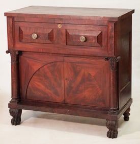 American Classical Carved & Figured Mahogany Butler's Desk
