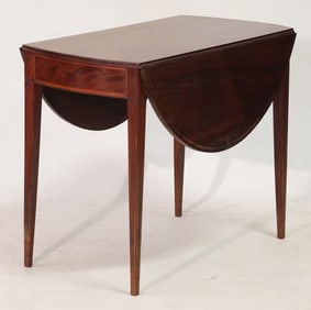 Very Handsome Southern Federal Inlaid & Figured Mahogany Pembroke Table