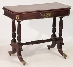 Handsome American Neoclassical Carved Mahogany Games Table