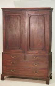 Southern Carved & Figured Mahogany Linen Press