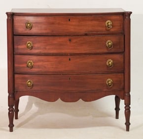 Handsome American Federal Figured Mahogany Bow Front Chest