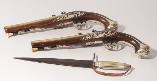 Highly Important Pair Georgian Pistols by Joseph Heylin of Rev War Interest