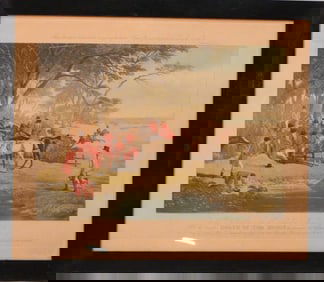 Antique British Hand Colored Fox Hunt Engraving