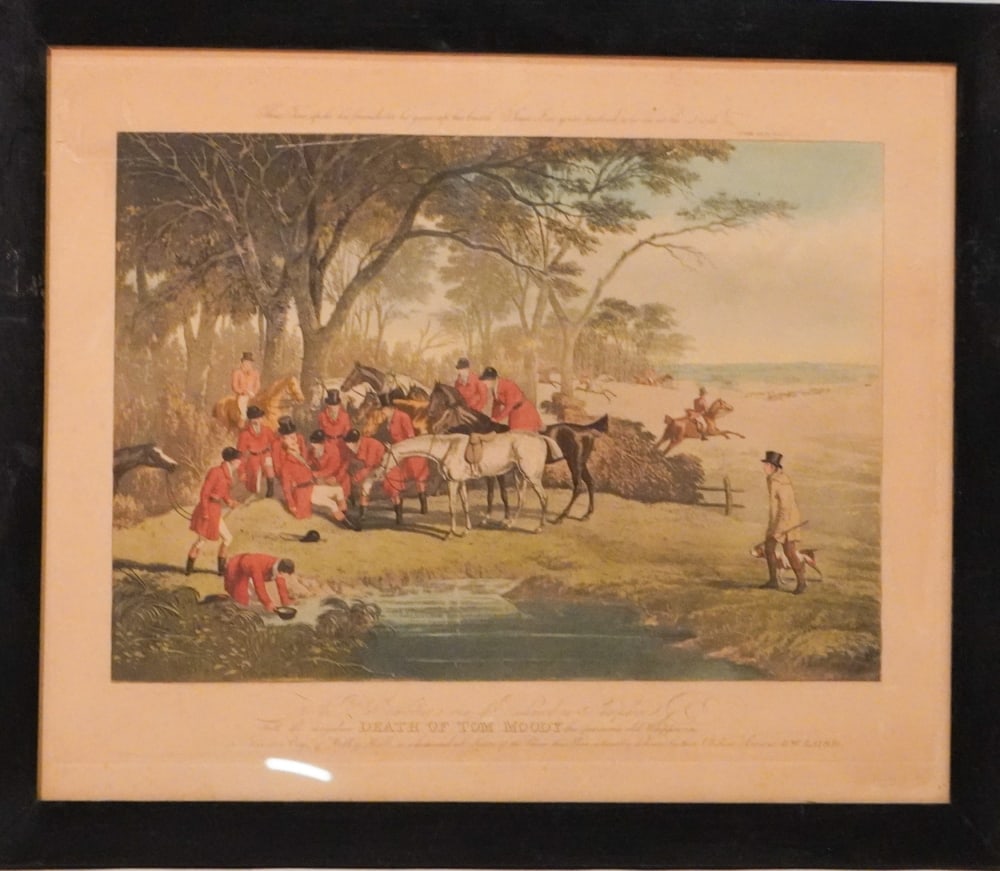 Antique British Hand Colored Fox Hunt Engraving (1 of 2)