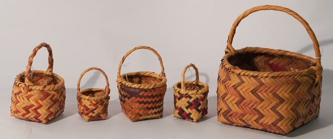 Collection Antique Native American Choctaw Indian Woven Baskets