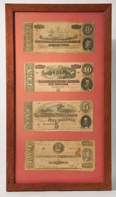 Collection Framed Period Confederate Money