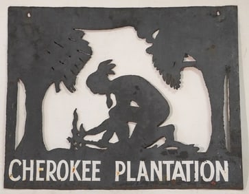 Highly Important Antique Iron Sign For Cherokee Plantation