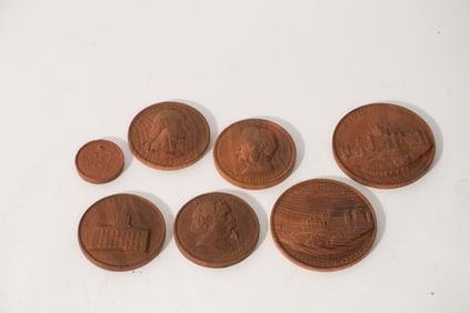 Collection 1876 Great International Exhibition Carved Wood Medals