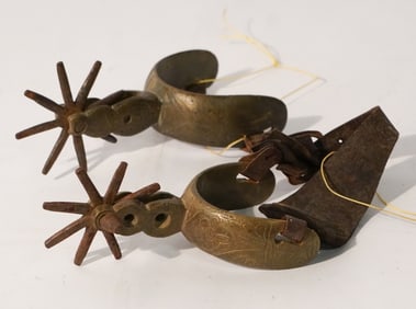 Two Antique Hand Crafted Brass & Iron Spurs