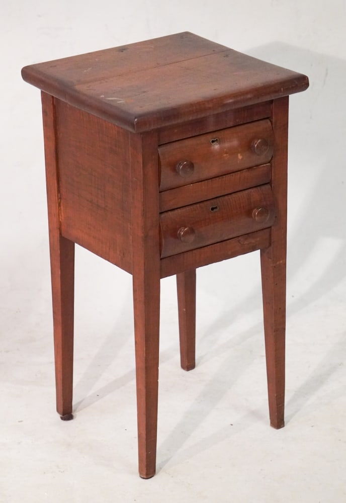 American Federal Tiger Maple Two Drawer Side Table (1 of 4)