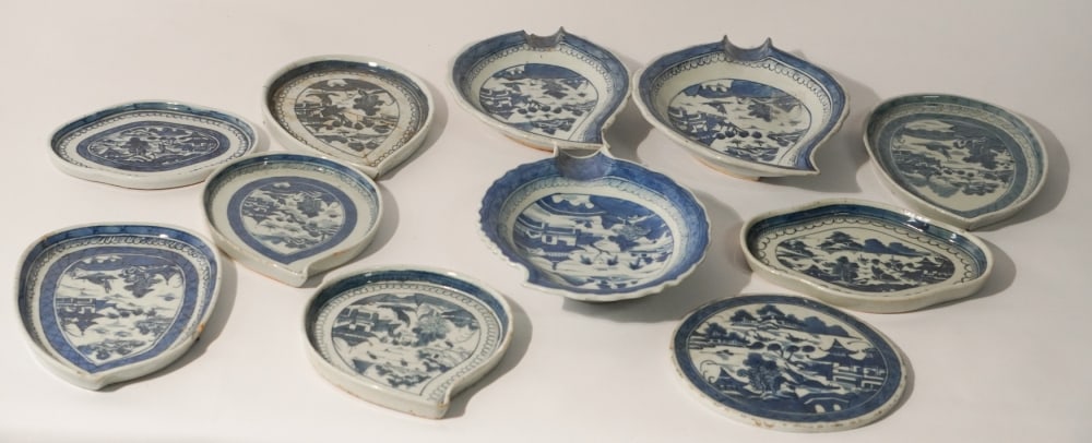 Antique Chinese Canton Blue & White Porcelain Serving Pieces (1 of 1)