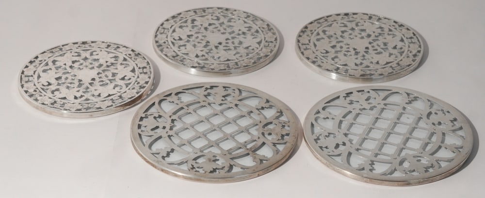 Collection Sterling Silver & Glass Table Coasters (1 of 3)