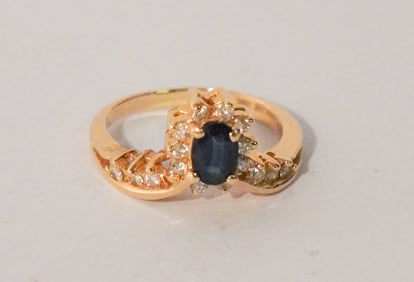Fine Deco Sapphire, Diamond & Gold Ring
