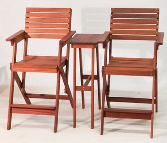 Excellent Custom Crafted Mahogany Parlor or Porch Chairs & Cocktail Stand