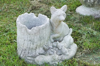 Sporting Fox Hunt Cast Stone Fox Garden Planter