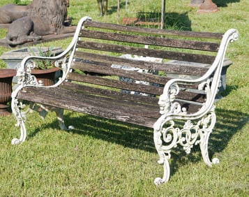 Handsome Antique Cast Iron Garden Bench