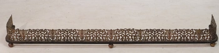 Fine Antique American or English Neoclassical Brass & Iron Fire Fender