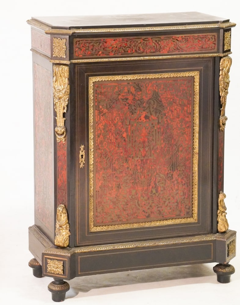 Antique French Boulle Marble Top Side Cabinet (1 of 6)