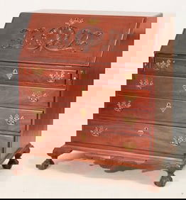Handsome English Chippendale Carved Mahogany Slant Front Desk