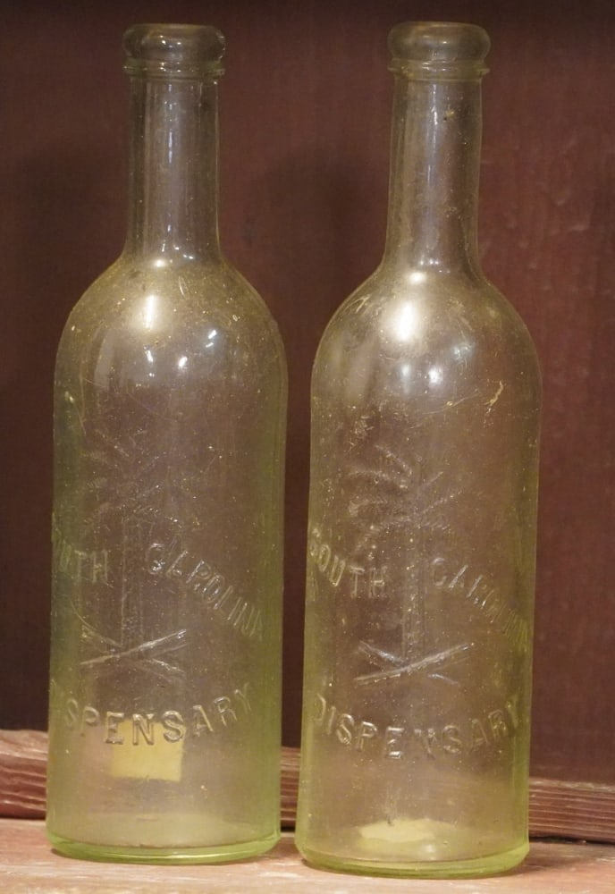 Two Handsome Antique South Carolina Crown Top Rum Dispensary Bottles (1 of 2)