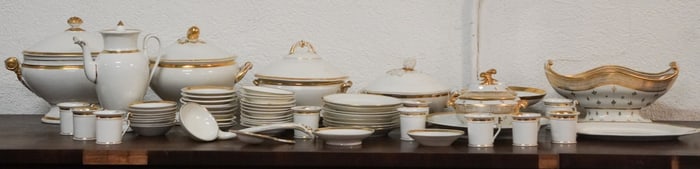 Large Set Antique Old Paris Porcelain Dinnerware