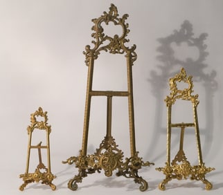 Collection Antique Rococo Style Brass Picture or Plate Stands/Easels