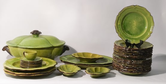 Fine Dieulefit French Glazed Earthenware Dinner Service