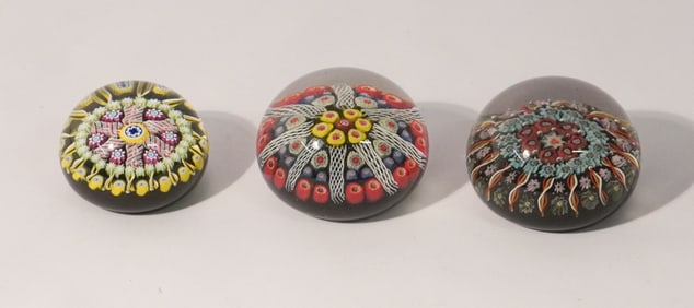 Collection Vintage Hand Blown Glass Paperweights