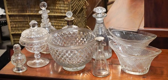Antique Cut Crystal Decanter & Table Wares