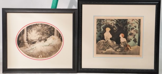 Two Works by Louis Icart Drypoint Each Signed