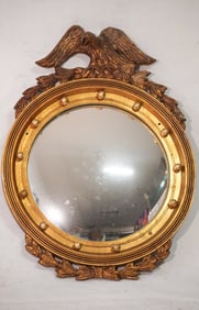 American Colonial Revival Federal Style Carved & Gilt BullsEye Mirror