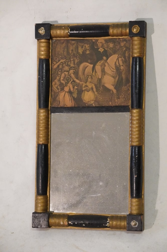 American Classical Gilt & Polychrome Looking Glass (1 of 2)