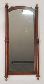 Art Deco Hardwood & Brass Looking Glass or Mirror