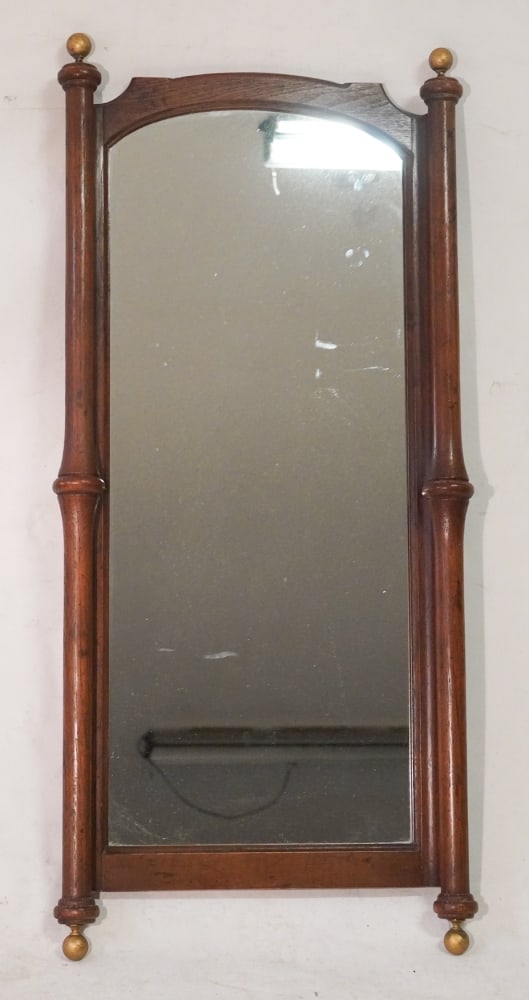 Art Deco Hardwood & Brass Looking Glass or Mirror (1 of 1)