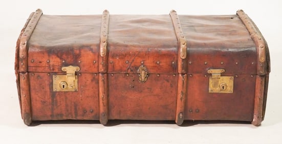 Antique Leather Buggy or Automobile Trunk
