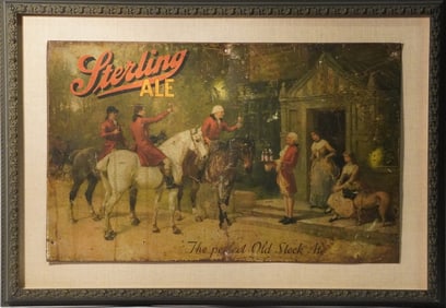 Vintage Tin Sterling Ale Fox Hunt Tavern Sign Fram