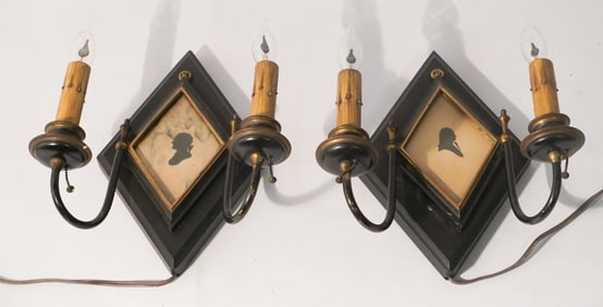 Pair Neoclassical Style Silhouette Wall Sconces