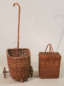 Two Charming Antique Woven Wicker Articles