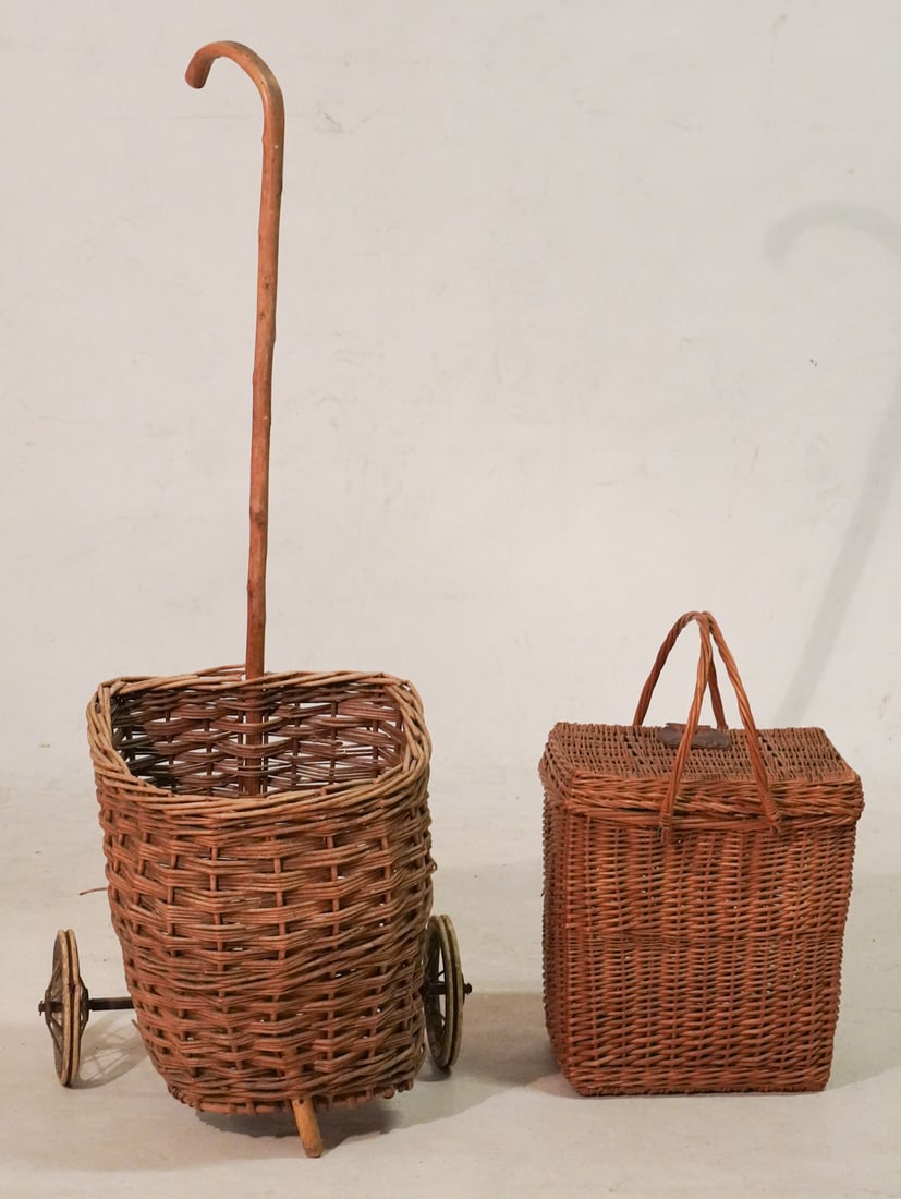 Two Charming Antique Woven Wicker Articles (1 of 2)