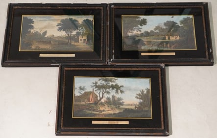 Collection Antique Hand Colored English Landscape Engravings