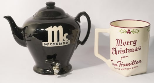 Two Pieces of Oversized Porcelain Advertising Vessels