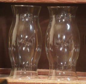 Pair Neoclassical Small Small Size Blown Glass Hurricane Shades