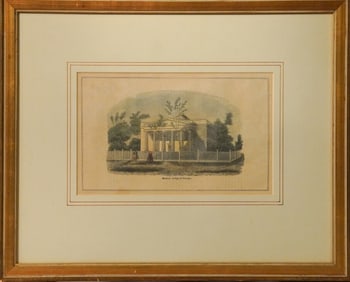 Antique Hand Colored Engraving of The Medical College of Georgia in Augusta