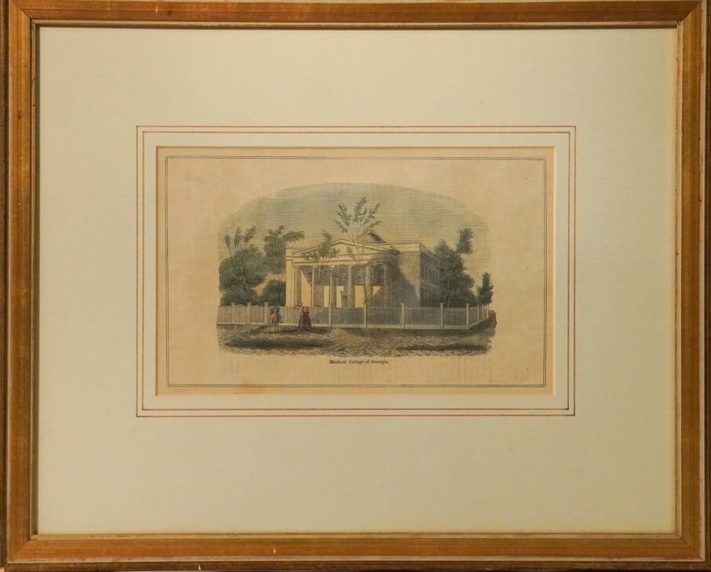 Antique Hand Colored Engraving of The Medical College of Georgia in Augusta (1 of 1)