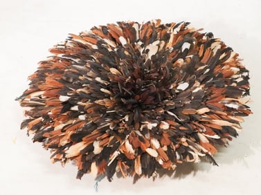 Striking JuJu Hat Natural Feather Wall Hanging by Ngala Trading Co