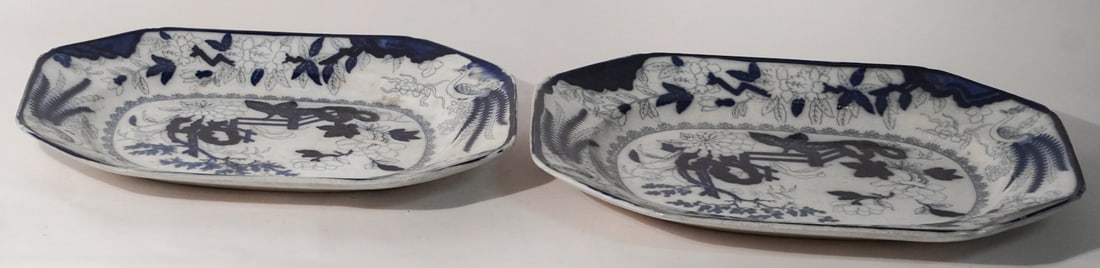 Two Antique English Blue & White Ironstone Platter (1 of 4)