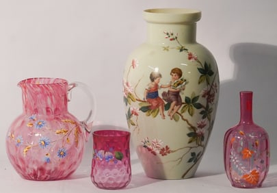 Collection Antique Victorian Blown Glass Table & Cabinet Wares