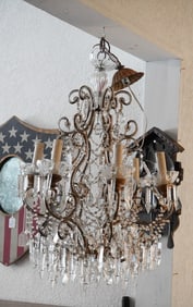 Fine Antique Continental Deco Crystal Chandelier