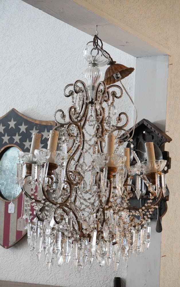 Fine Antique Continental Deco Crystal Chandelier (1 of 2)